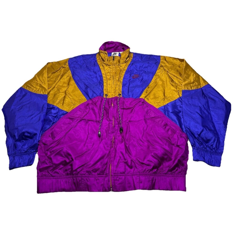 VTG Women's Nike Elite Spell Out Swoosh Colorblock Windbreaker Track Jacket LG